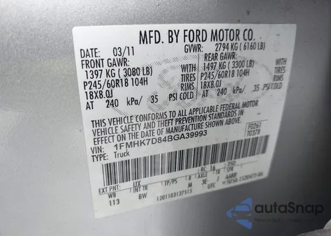 2011 Ford Explorer Xlt z USA, uszkodzony, nr VIN 1FMHK7D84BGA39993